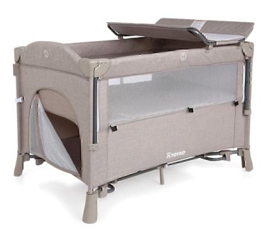Yoyko Exclusive Comfort Alüminyum 25 kg Kapasiteli Ayarlanabilir Taşınabilir Katlanabilir Ara Katlı 70 cmx110 cm Sallanan Anne Yanı Park Yatak Bej