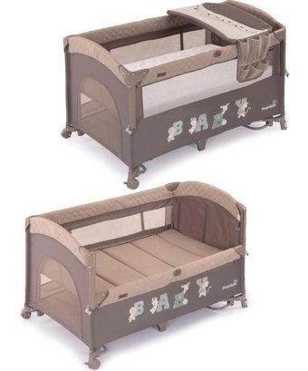 Prego Premium Line Alüminyum 14 kg Kapasiteli Ayarlanabilir Taşınabilir Katlanabilir Ara Katlı 70 cmx130 cm Sallanan Anne Yanı Park Yatak Bej