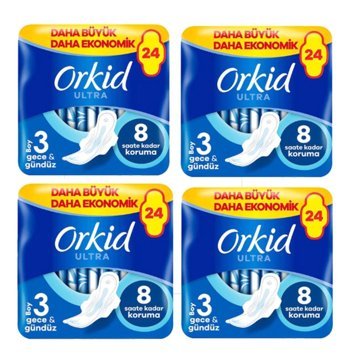 Orkid Ultra Extra Gece & Gündüz İnce 24'lü Hijyenik Ped 4 Adet