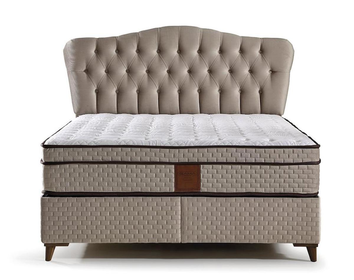 Mobilya Dükkanım Bianca GM1104 150x200 cm Başlıklı Çift Kişilik Sandıklı Baza Seti Bej