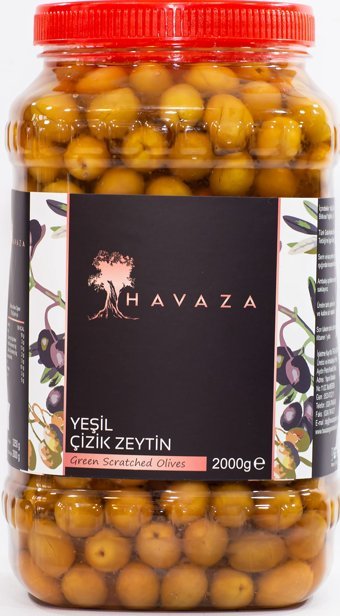 Havaza Çizik Tuzlu Çizik Yeşil Zeytin Pet Kavanoz 2 kg