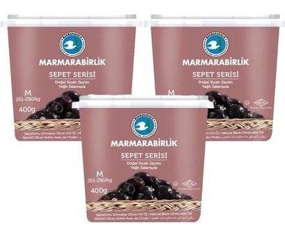 Marmarabirlik Sepet Serisi Tuzlu Salamura Yağlı Siyah Zeytin Kutu 1.2 kg