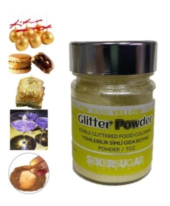 Şeker & Sugar Glitter Powder Sarı Toz Gıda Boyası 10 gr