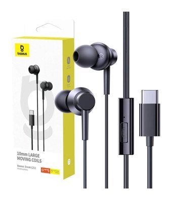 Baseus CZ11 Silikonlu Mikrofonlu Type C Siyah Kablolu Kulaklık