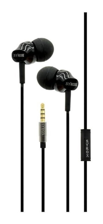 Syrox SYX-K8 Silikonlu Mikrofonlu 3.5 mm Jak Siyah Kablolu Kulaklık