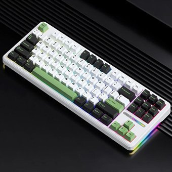 Aula F87 GrayWood V3 Türkçe Q RGB Wireless 87 Tuşlu Blue Kablosuz Yeşil Mekanik Gaming Klavye