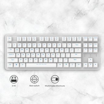 Dareu EK807G İngilizce Q Wireless Red Kablosuz Beyaz Mekanik Gaming Klavye