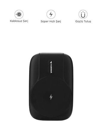 Torima TRM-1016 10000 mAh Hızlı Şarj Mıknatıslı USB Çoklu Kablolu-Kablosuz Powerbank Siyah