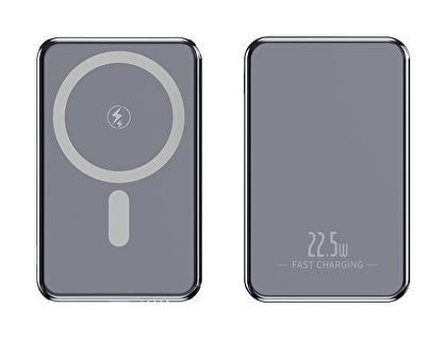 Sunix PB-54 5000 mAh Hızlı Şarj Mıknatıslı Dijital Göstergeli USB Type C Kablosuz Powerbank Siyah