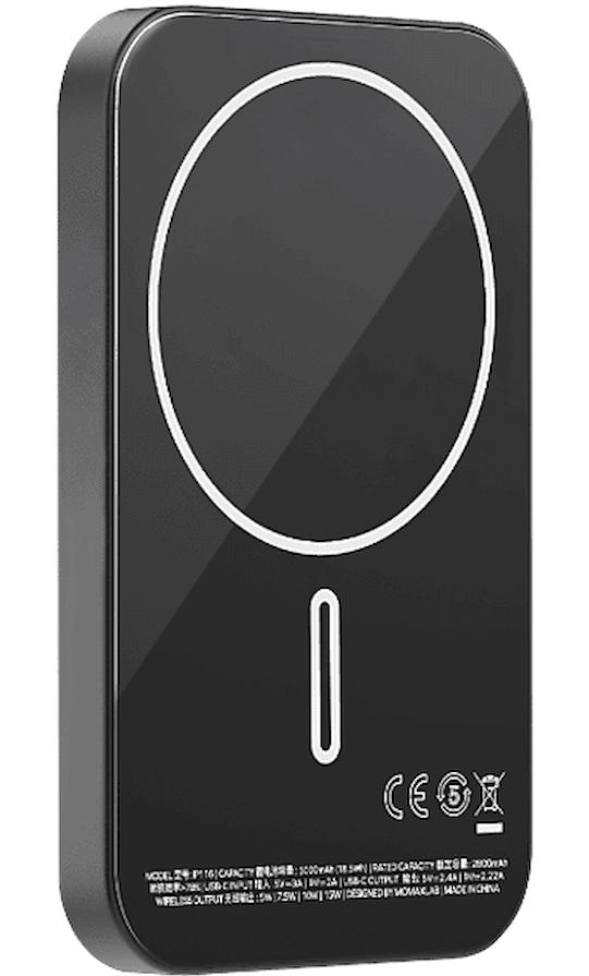 Momax IP116D 5000 mAh Hızlı Şarj Mıknatıslı Kablosuz Powerbank Siyah