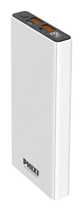 Phixi QC2210 10000 mAh Hızlı Şarj Dijital Göstergeli USB Type C Çoklu Kablolu Powerbank Beyaz