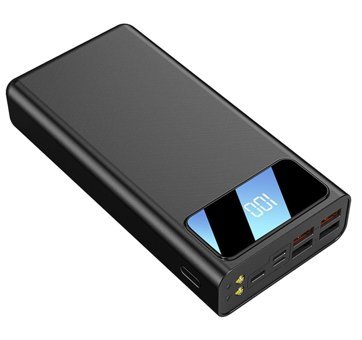 Newface NF234 30000 mAh Hızlı Şarj Dijital Göstergeli Type C-USB Çoklu Kablolu Powerbank Siyah