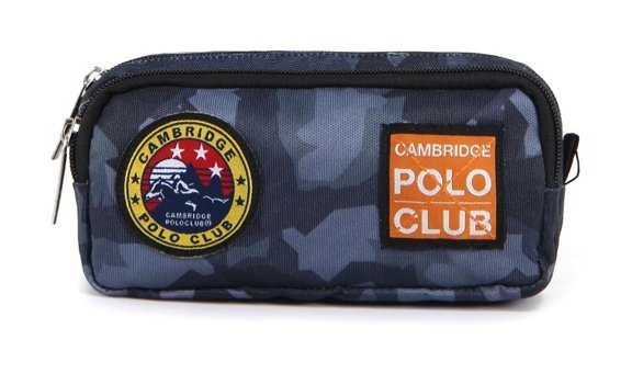 Cambridge Polo Club Gri Bez Bölmeli Çift Gözlü Kamuflaj Dikdörtgen Cüzdan Kalemlik