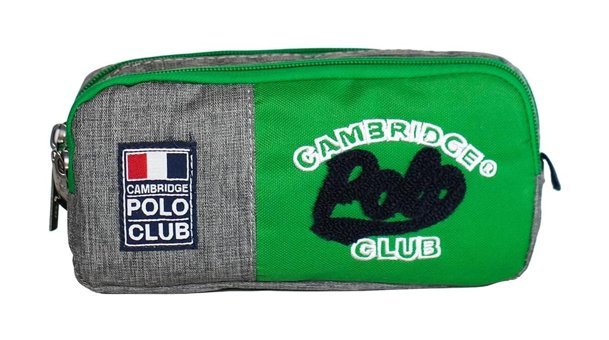 Cambridge Polo Club Yeşil Bez Bölmeli Çift Gözlü Baskılı Dikdörtgen Cüzdan Kalemlik