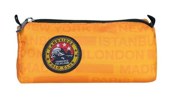 Cambridge Polo Club Turuncu Bez Tek Gözlü Yazılı Dikdörtgen Cüzdan Kalemlik