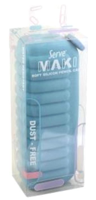 Serve Mavi Silikon Tek Gözlü Dikdörtgen Kutu Kalemlik