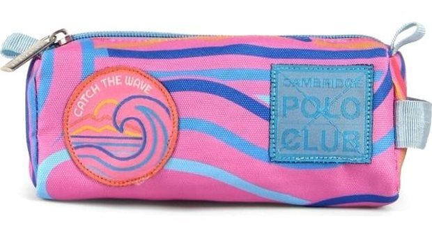 Cambridge Polo Club Pembe Bez Tek Gözlü Desenli Dikdörtgen Cüzdan Kalemlik