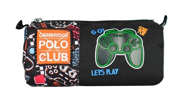Cambridge Polo Club Siyah Tek Gözlü Baskılı Dikdörtgen Cüzdan Kalemlik