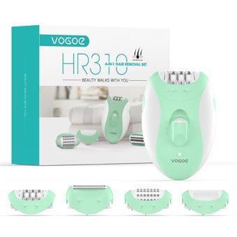 Vogoe Yüz Genital Bölge Tüm Vücut Bıyık Koltuk Altı Sakal Bacak için 21 Cımbızlı 4 Başlıklı Kuru Işıklı Mini Epilasyon Aleti Yeşil