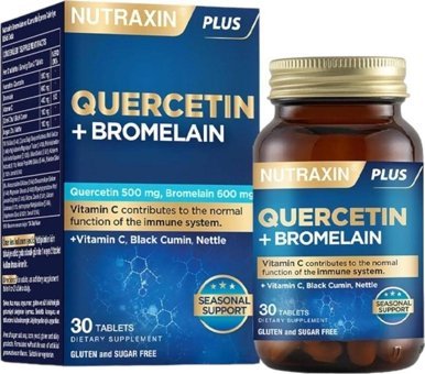 Nutraxin Quercetin+Bromelian Aromasız Yetişkin Vitamin 30 Adet Tablet