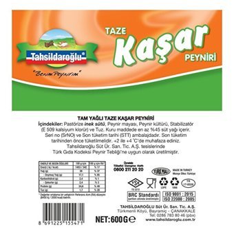 Tahsildaroğlu Kaşar Peyniri 600 gr