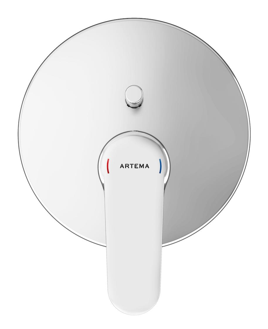 Artema Root Round A42830 Pirinç Çift Delikli Aç Kapa Ankastre Yuvarlak Banyo Bataryası Beyaz