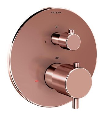 Artema Root Round A4325829 Pirinç Çift Delikli Aç Kapa Dereceli Ankastre Kare Banyo Bataryası Bakır
