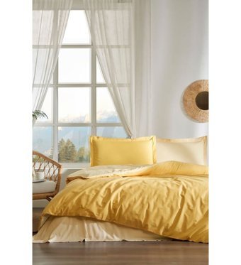 Özdilek Colormix Pamuk 4 Mevsim 200x220 cm Düz Çift Kişilik Nevresim Takımı Sarı