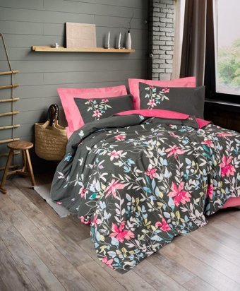 Cotton Box Feminen Pamuk 200x220 cm düz Çift Kişilik Nevresim Takımı Pembe