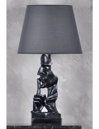Qdec Sus Metal-Kumaş-Reçine Gri-Gümüş Polyester Tek Ayak Abajur