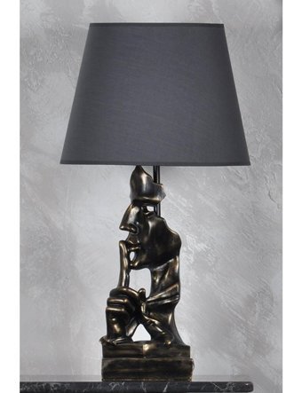 Qdec Sus Metal-Kumaş-Reçine Gold-Gri Polyester Tek Ayak Abajur