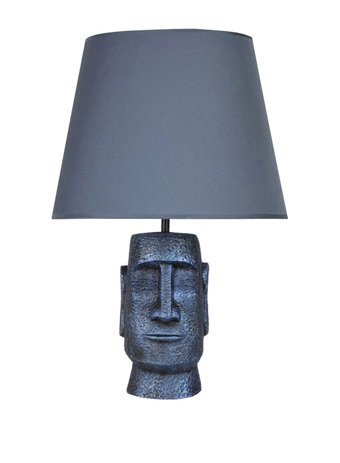 Qdec Cobai Metal-Kumaş-Reçine Lacivert Polyester Tek Ayak Abajur