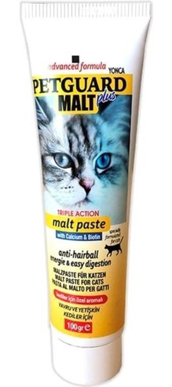 Petguard Malt Plus Tüy Yumağı Önleyici Yetişkin Kedi Vitamini Macun 100 gr
