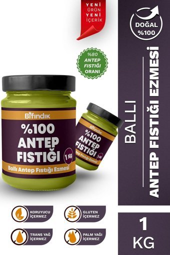 Bi Fındık Katkısız Ballı Antep Fıstığı Ezmesi 1 kg