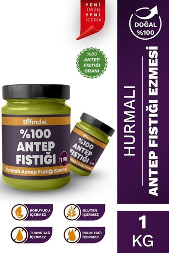 Bi Fındık Katkısız Hurmalı Antep Fıstığı Ezmesi 1 kg