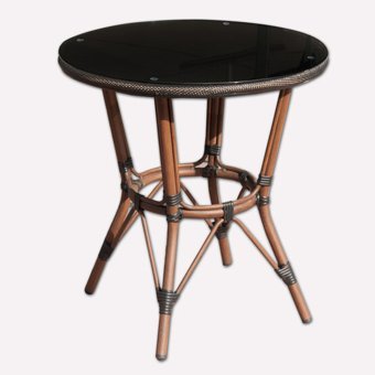 Sunfun Yuvarlak Rattan 70x74 cm Siyah Bahçe Masası