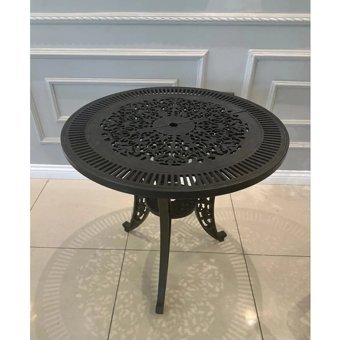 IVF Living İstanbul Model Ferforje Yuvarlak Plastik 75x72 cm Siyah Bahçe Masası