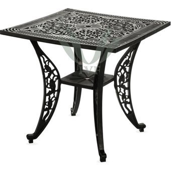 Ceritti Ferforje Görünümlü Kare Plastik 75x75 cm Siyah Bahçe Masası