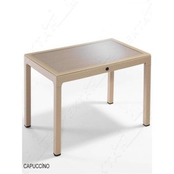Xsay Camlı Dikdörtgen Rattan 90x150 cm Kahverengi Bahçe Masası
