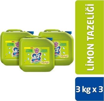 Ace Limon Tazeliği Limon Beyazlar İçin Konsantre Jel Çamaşır Suyu 3x3 kg