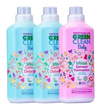 U Green Clean Baby 2x1 lt Sıvı Çamaşır Deterjan + U Green Clean Baby 1 lt Yumuşatıcı