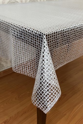 Pimulahome PVC 140x160 cm Dikdörtgen Şeffaf Masa Örtüsü Beyaz
