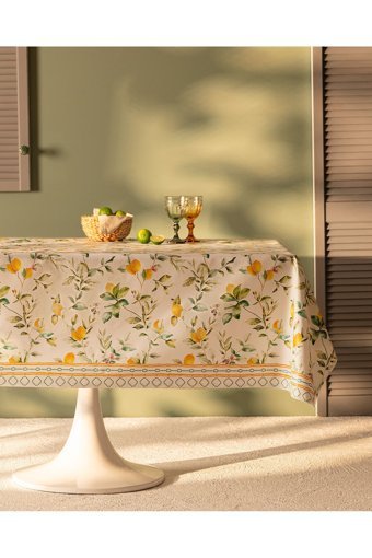 Madame Coco Debora PVC 100x140 cm Dikdörtgen Masa Örtüsü Sarı