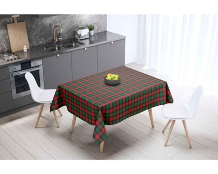 Adawall Yılbaşı Temalı Keten 160x220 cm Dikdörtgen Masa Örtüsü Kırmızı-Yeşil