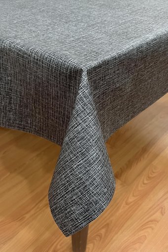 Pimulahome PVC 140x140 cm Kare Masa Örtüsü Gri-Siyah