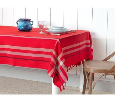 Madame Coco Brigitte Polyester 150x240 cm Dikdörtgen Masa Örtüsü Kırmızı-Lacivert