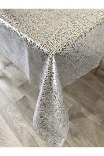 Yıldızhome Plastik 140x250 cm Dikdörtgen Masa Örtüsü Gümüş