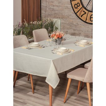 Cotton Box Hayır Polyester 155x220 cm Dikdörtgen Masa Örtüsü Krem
