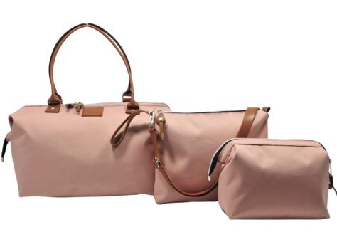 Babysi Baby Bag 3'lü Su Geçirmez Suni Deri Bebek Omuz Çantası Pembe