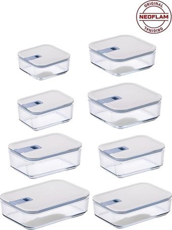 Neoflam Perfect Seal Dikdörtgen-Kare Cam 8'li